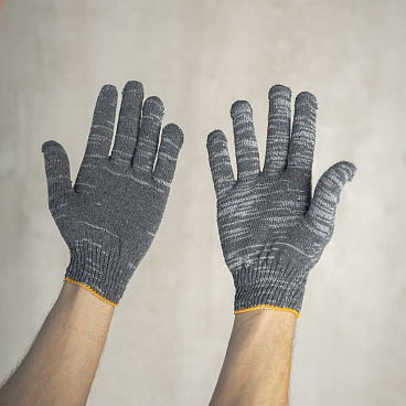 Перчатки х/б 4 нити графит 9 (XL) (5 пар)