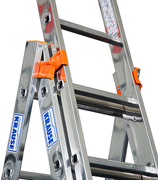 Лестница алюминиевая трансформер трехсекционная 12 ступеней Krause профессиональная