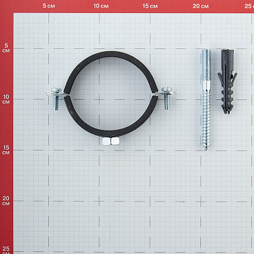 Хомут сантехнический 2 1/2" 73-80 мм оцинкованная сталь со шпилькой и дюбелем
