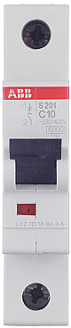 Автоматический выключатель модульный ABB S201 1P 10А тип C 6 кА 220 В (2CDS251001R0104)
