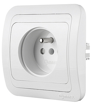 Розетка Makel Mimoza встраиваемая белая UPS со шторками (12053)