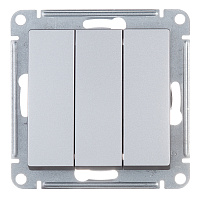 Выключатель Systeme Electric AtlasDesign трехклавишный встраиваемый алюминий (ATN000331)