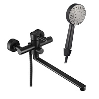 Смеситель для ванны Сorsa Deco AS черный однорычажный с длинным изливом с лейкой (FBTAS3B)