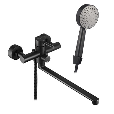 Смеситель для ванны Сorsa Deco AS черный однорычажный с длинным изливом с лейкой (FBTAS3B)