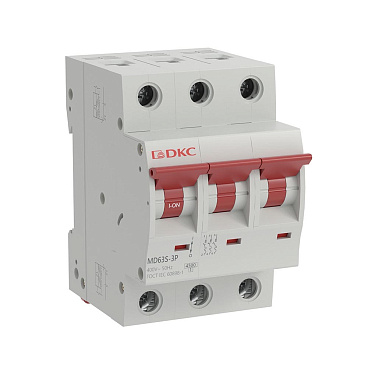 Автоматический выключатель модульный DKC Yon Max MD63S 3P 63А тип C 4,5 кА 400 В (MD63S-3PC63)