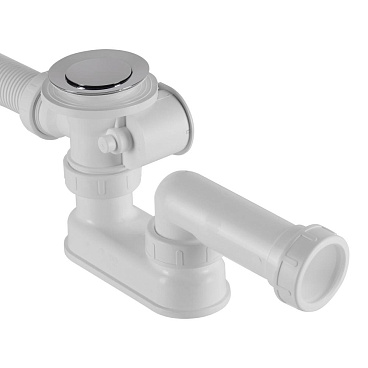 Сифон для ванны Alcadrain регулируемый полуавтомат с выпуском d70 мм с переливом (A55K-VE-01/A55K-RU-01)