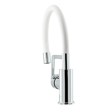 Смеситель для кухни Rossinka Z хром/белый с гибким изливом однорычажный (Z35-35U-White)