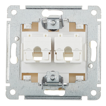 Розетка компьютерная Hegel Master встраиваемая слоновая кость 2хRJ45 (РСКК-440-01)