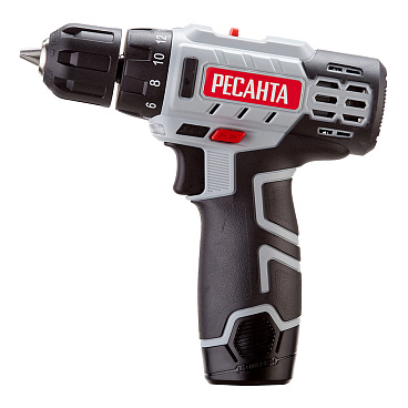 Дрель-шуруповерт аккумуляторная Ресанта ДА-12-2ЛК 12 В 2 Ач Li-Ion 2 АКБ и ЗУ (75/14/2)