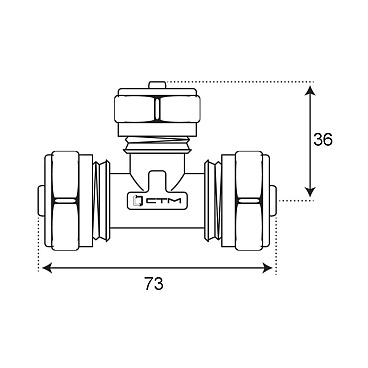 Тройник 26 обж(ц) х 20 обж(ц) х 26 обж(ц)