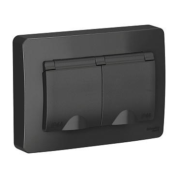 Розетка Systeme Electric Blanca встраиваемая антрацит со шторками (BLNRS441126)