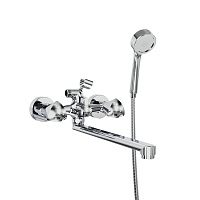 Смеситель для ванны Tokito Edo хром двухвентильный с длинным изливом с лейкой (TOK-EDO-1015)