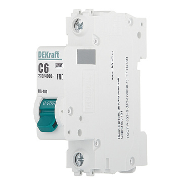 Автоматический выключатель модульный Dekraft BA-101 1P 6А тип C 4,5 кА 230/400 В (11052DEK)