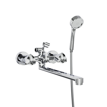 Смеситель для ванны Tokito Edo хром двухвентильный с длинным изливом с лейкой (TOK-EDO-1015)