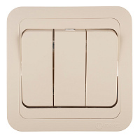 Выключатель Makel Mimoza трехклавишный встраиваемый бежевый (25092)