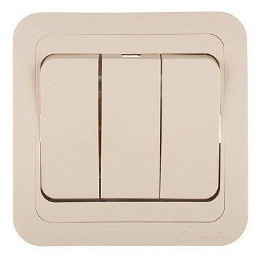 Выключатель Makel Mimoza трехклавишный встраиваемый бежевый (25092)
