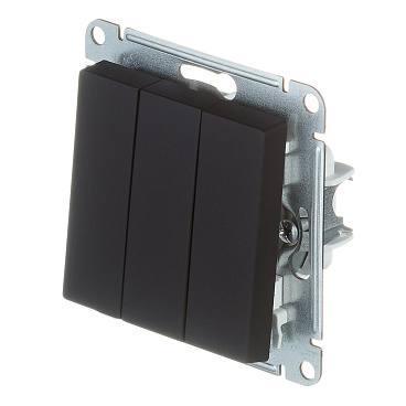 Выключатель Systeme Electric AtlasDesign трехклавишный встраиваемый карбон (ATN001031)