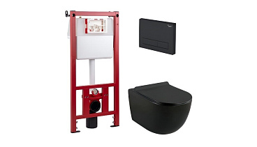 Комплект инсталляции Corsa Deco CX с унитазом Lavelly Classic Black с кнопкой черной и сиденьем дюропласт микролифт