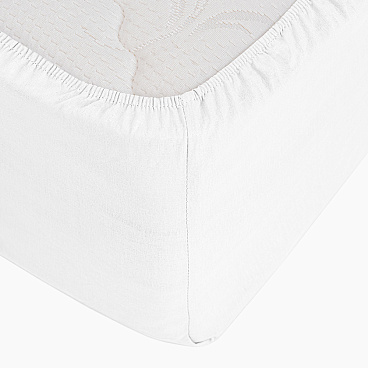 Простыня на резинке 180х200х30 см сатин белая Lorikeet Solo