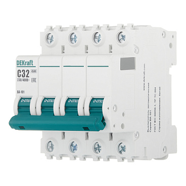 Автоматический выключатель модульный Dekraft BA-101 4Р 32А тип C 4,5 кА 230/400 В (11093DEK)