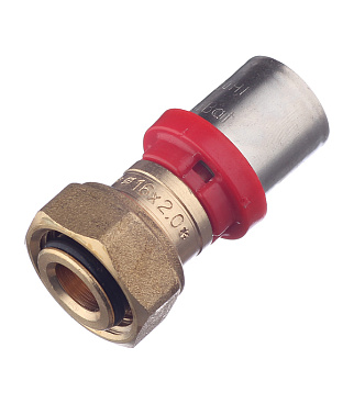 Соединитель прямой Tiemme с накидной гайкой под евроконус 16(пресс) х 1/2 ВР(г)