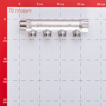 Коллектор Valtec 3/4 ВР(г) х 4 выхода 1/2 НР(ш) х 3/4 НР(ш) (VTc.500.N.0504)