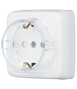 Розетка Hegel Alfa накладная белая тонкая со шторками (РА16-174)