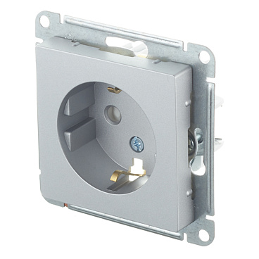 Розетка Systeme Electric AtlasDesign встраиваемая алюминий со шторками (ATN000345)