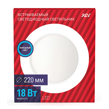Светильник встраиваемый светодиодный белый 18 Вт 6500К IP20 Rev ДВО (28942 5)
