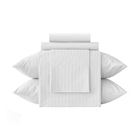 Комплект постельного белья Евро страйп-сатин Verossa Stripe белый с простыней 220х240 см