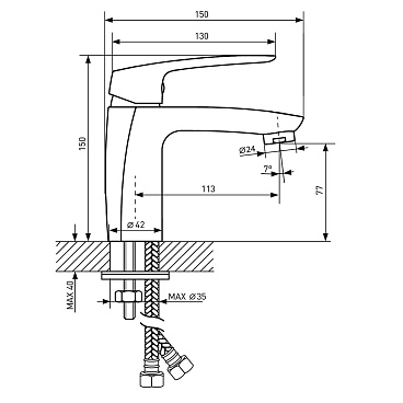 Смеситель для раковины Lavelly Vector однорычажный хром (672199)