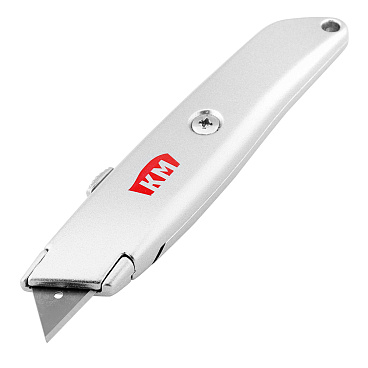 Нож строительный КМ 19 мм с трапециевидным выдвижным лезвием металлический корпус