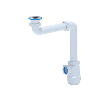 Сифон для раковины и мойки АНИ пласт 1 1/2х40 мм со смещением с выпуском d70 мм с соединением 40 мм (A5000)