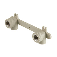 Водорозетка полипропиленовая Valfex двойная 20 мм х 1/2 ВР(г) на планке серая (10124020Г)