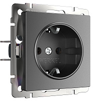 Розетка Werkel встраиваемая графит матовый со шторками (a063104)