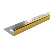 Профиль для плитки до 8 мм окантовочный Г-образный полированный нержавеющая сталь 2700х25х9,6 мм золото зеркальное