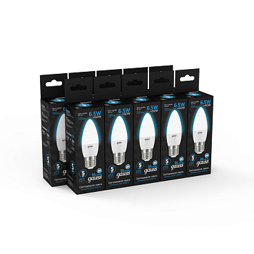 Лампа светодиодная Gauss E27 6500К 6,5 Вт 550 Лм 175-240 В свеча тонированная