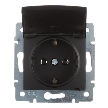 Розетка Lezard Karina встраиваемая черный бархат с крышкой (707-4288-123B)