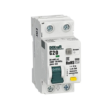 Автомат дифференциальный Dekraft ДИФ-103 20А 1P+N тип A 30 мА 6 кА (16348DEK)