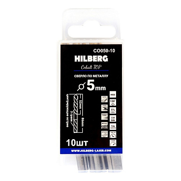 Набор сверл по металлу спиральных Hilberg Cobalt 5% Top 5х86 мм кобальтовое (10 шт.) (CO050-10)