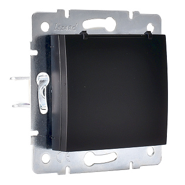 Розетка Lezard Karina встраиваемая черный бархат с крышкой (707-4288-123B)