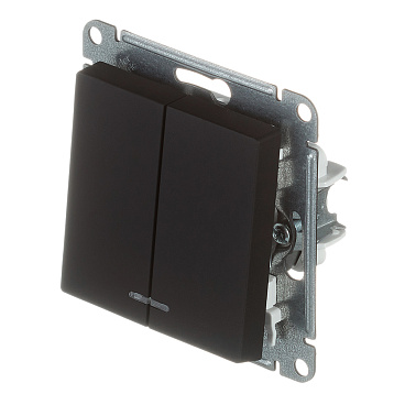 Выключатель Systeme Electric AtlasDesign двухклавишный встраиваемый карбон с подсветкой (ATN001053)