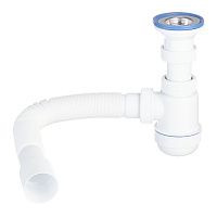 Сифон для раковины и мойки Wirquin Virplast 1 1/2х40 мм с выпуском d63 мм с соединением 40/50 мм (30986780)