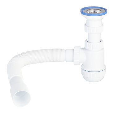 Сифон для раковины и мойки Wirquin Virplast 1 1/2х40 мм с выпуском d63 мм с соединением 40/50 мм (30986780)
