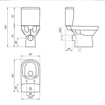 Унитаз-компакт Cersanit City безободковый с горизонтальным выпуском с сиденьем дюропласт микролифт белый (S-KO-CIT011-3/5-COn-S-DL-)