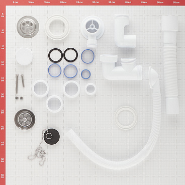 Сифон для ванны Wirquin Pro 1 1/2х40 мм регулируемый с выпуском d70 мм с переливом с соединением 40/50 мм (30718061)