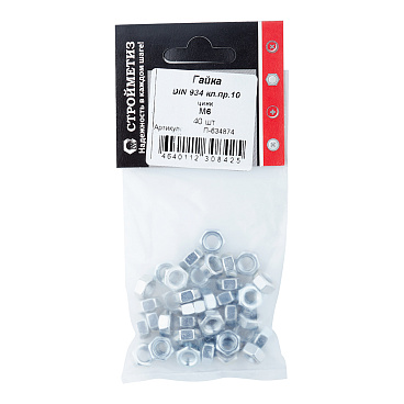 Гайка шестигранная оцинкованная М6 DIN 934 10 (40 шт.)