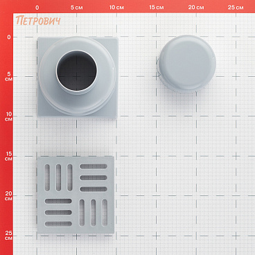 Трап душевой вертикальный АНИ пласт с гидрозатвором 100х100 мм d50 мм пластиковая решетка (TA5204)