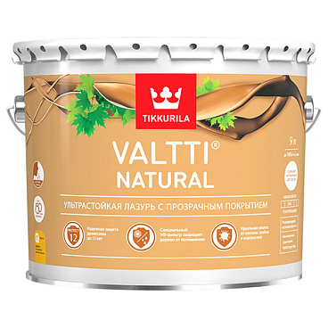 Антисептик Tikkurila/Tikkivala Valtti Natural декоративный для дерева бесцветный 9 л