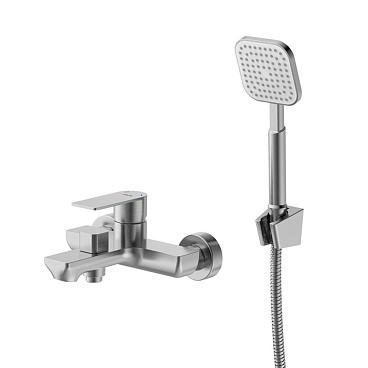 Смеситель для ванны Milardo Maze сатин однорычажный с коротким изливом с лейкой (MAZBN00M02)